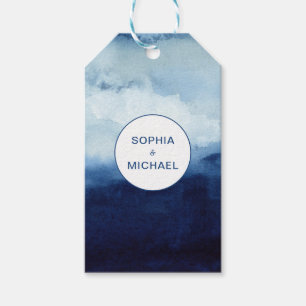 Modern Custom Name Blue Watercolor Gift Tags