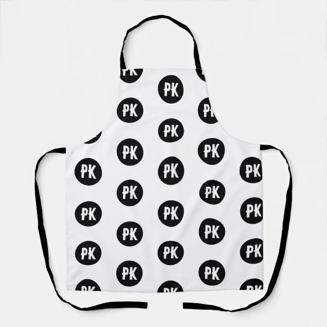 Modern Custom Name Cow Print Black White  Apron (Front)