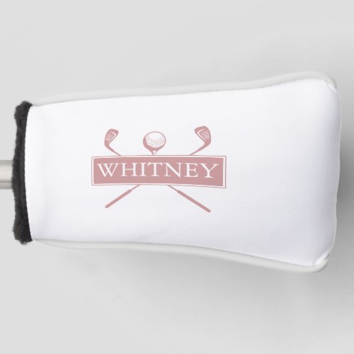 Modern Custom Name Dusty Rose Clubs And Ball Golf Head Cover