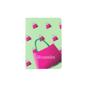 Modern Custom Name Fun Green Passport Holder