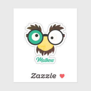 Modern Custom Name Funny Face Irish Flag Color Sticker