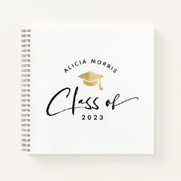 Modern Custom Name Graduation Trendy Script Gold N Notebook