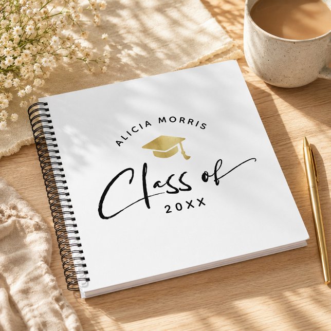 Modern Custom Name Graduation Trendy Script Gold Notebook (Creator Uploaded)