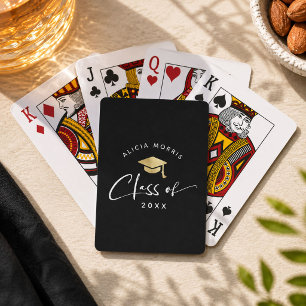 Modern Custom Name Graduation Trendy Script Gold Poker Cards