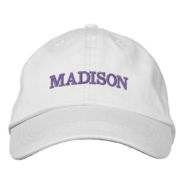 Modern Custom name grape purple text Embroidered Baseball Cap (Front)