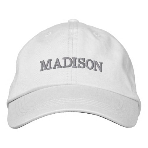 Modern Custom name grey text Embroidered Baseball Cap