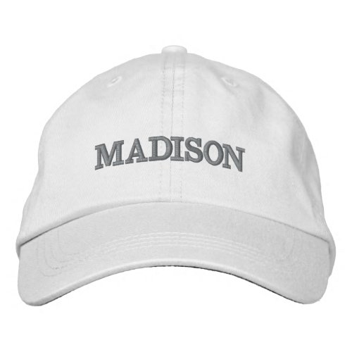 Modern Custom name grey text white Embroidered Baseball Cap