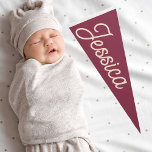 Modern Custom Name Kids Room Baby Nursery Banner Pennant Flag<br><div class="desc">Modern Red Pink Custom Name Kids Room Baby Nursery Banner - all colors can be changed in the design tool if you like!</div>
