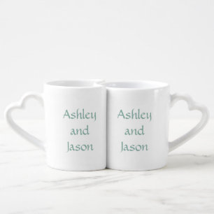 Modern Custom Name Light Blue and White Coffee Mug Set