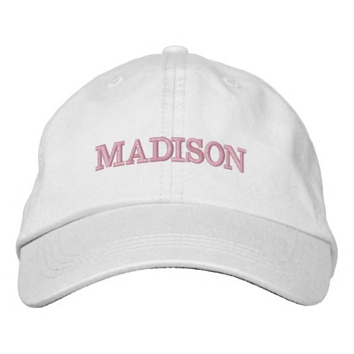 Modern Custom name light pink text white Embroidered Baseball Cap