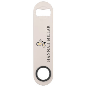 Modern Custom Name Logo Blush Pink Minimalist Bar Key
