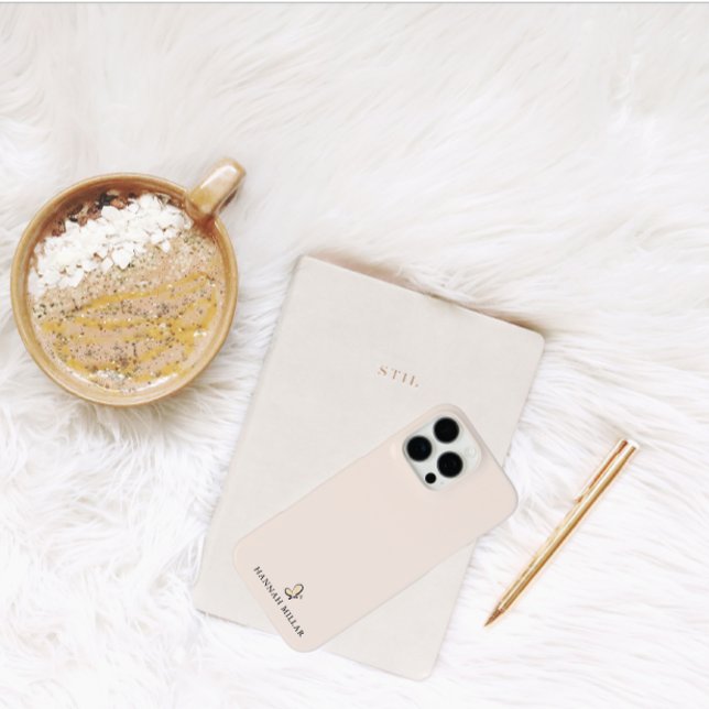 Modern Custom Name Logo Blush Pink Minimalist Case-Mate iPhone Case (Modern monogram name logo iphone back case)