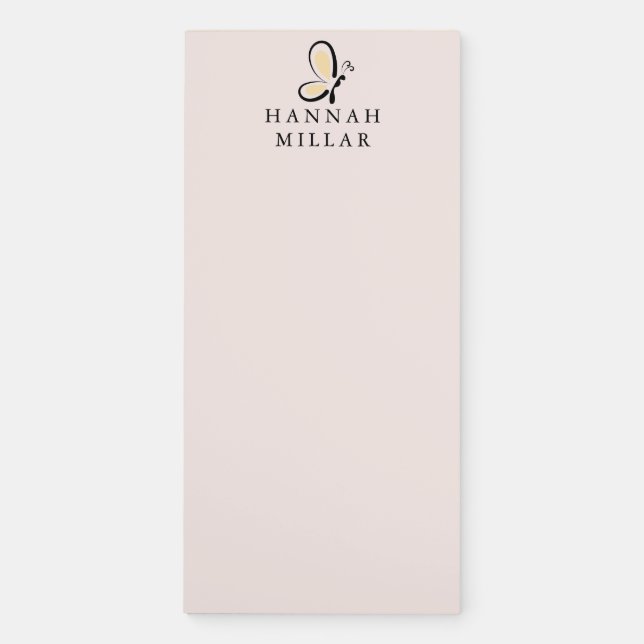 Modern Custom Name Logo Blush Pink Minimalist  Magnetic Notepad (Front)