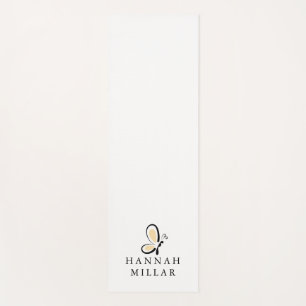 Modern Custom Name Logo Blush Pink Minimalist Yoga Mat