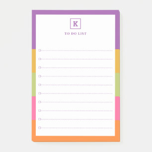 Modern Custom Name Monogram Student To Do List Post-it Notes