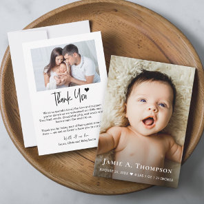 Modern Custom Name Photos Small Note Baby Shower  Thank You Card