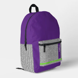 Modern Custom Name Purple Personalized Printed Backpack