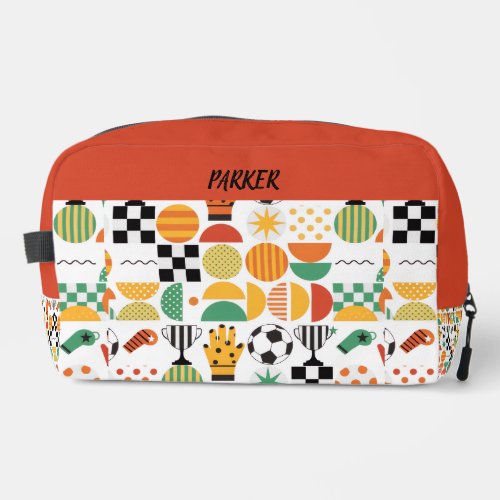Modern Custom Name Soccer Football Pattern Dopp Kit