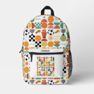 Modern Custom Name Soccer Football Pattern Printed Backpack