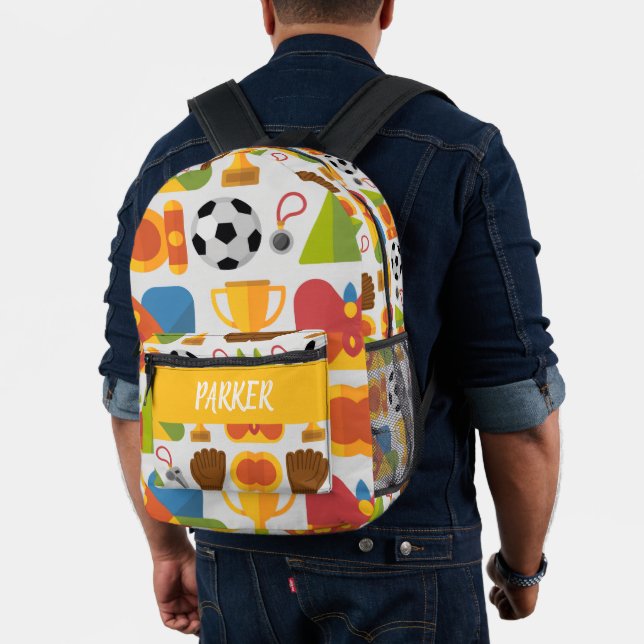 Modern Custom Name Soccer Football Pattern Printed Backpack (Insitu (Model))