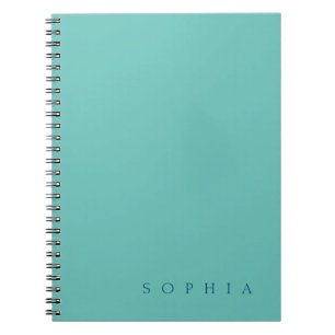 Modern Custom Name Teal and Blue Notebook
