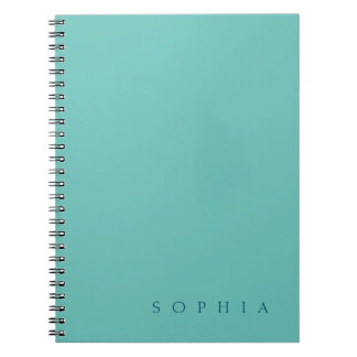 Modern Custom Name Teal and Blue Notebook