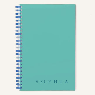 Modern Custom Name Teal and Blue Notebook