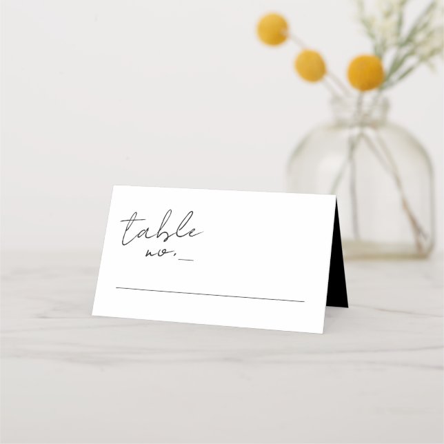 Modern Custom Names Black White Wedding Place Card (Front)