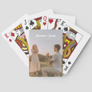 Modern Custom Names Engagement Photo Poker Cards