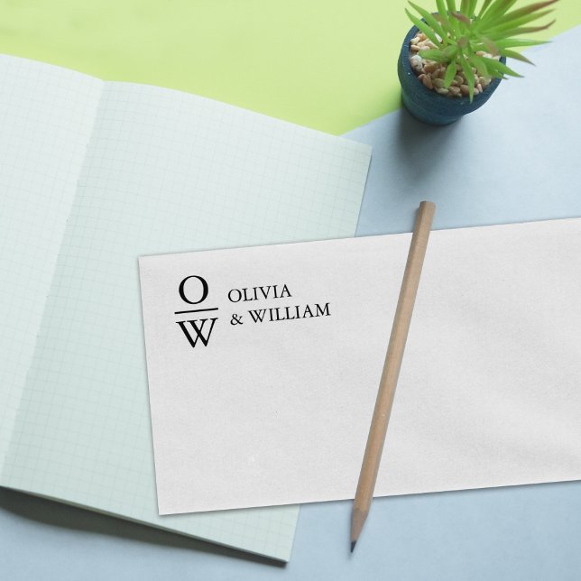 Modern Custom Names Monogram  Rubber Stamp (Creator Uploaded)