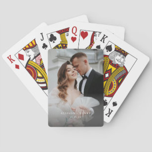 Modern Custom Names Wedding Couple Photo Poker Cards
