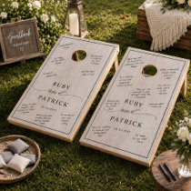 Modern Custom Names Wedding Elegant White Wood Cornhole Set