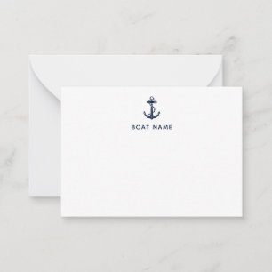 Modern Custom Nautical Navy Blue Anchor Note Card