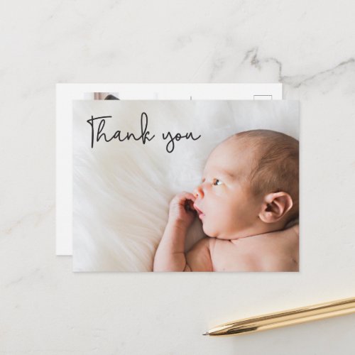 Modern Custom Newborn Photos Baby Shower thank you Announcement Postcard