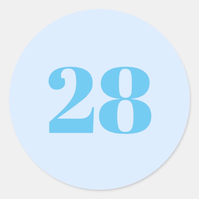 Modern Custom number, date, light blue, sky blue Classic Round Sticker (Front)