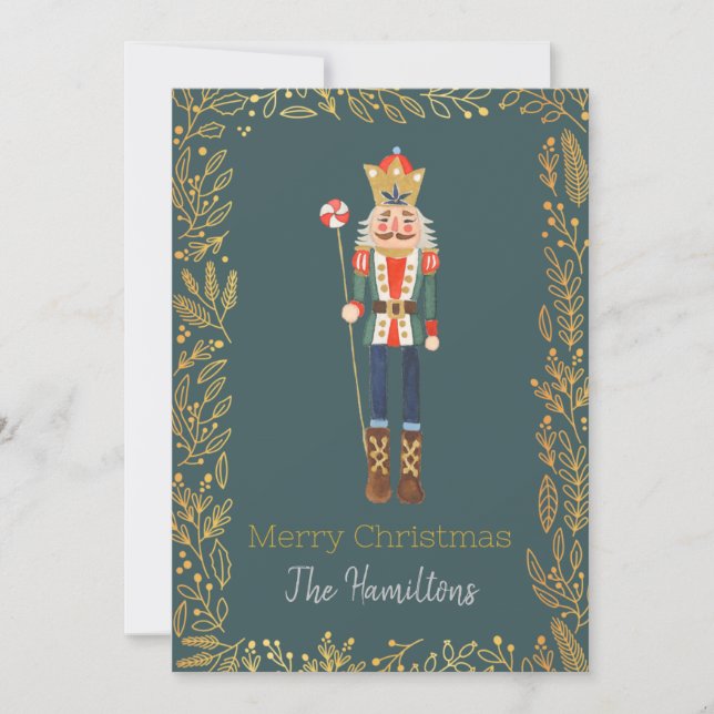 Modern Custom Nutcracker Ballet Christmas Card  (Front)
