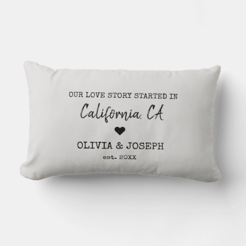 Modern Custom Our Love Story  Valentines Day Lumbar Pillow