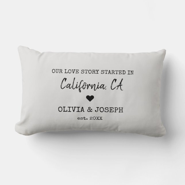 Modern Custom Our Love Story  Valentine's Day Lumbar Pillow (Front)