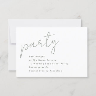Modern Custom Party Sage Green Wedding Reception Invitation