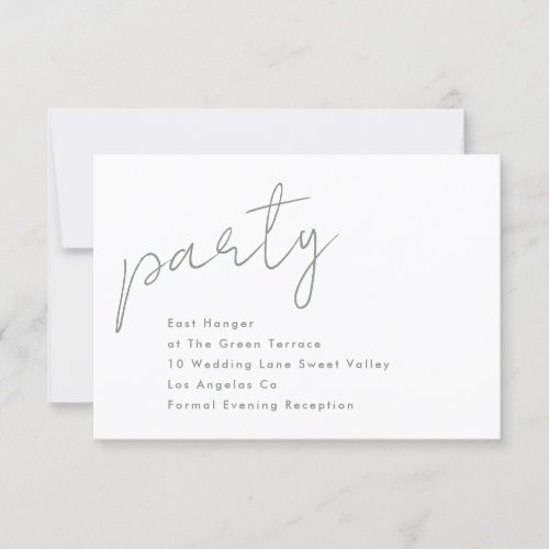 Modern Custom Party Sage Green Wedding Reception Invitation