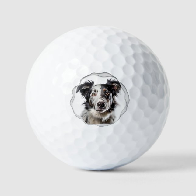 Modern Custom Pet Dog Photo Golf Balls (Front)