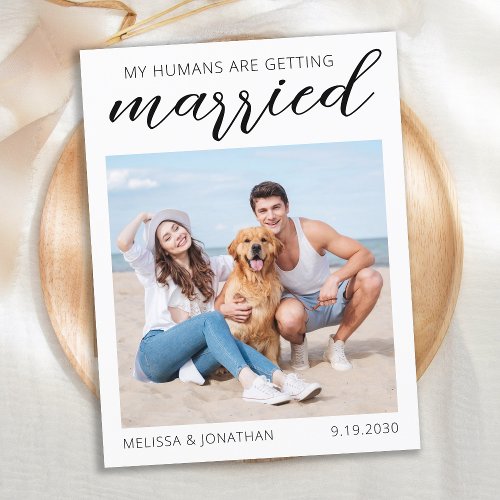 Modern Custom Pet Dog Photo Wedding Save The Date  Announcement Postcard