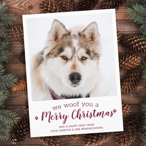 Modern Custom Pet Photo Dog Lover Merry Christmas Holiday Postcard