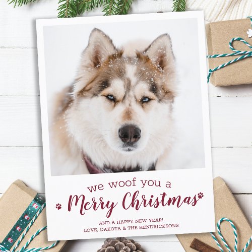 Modern Custom Pet Photo Dog Lover Merry Christmas  Postcard