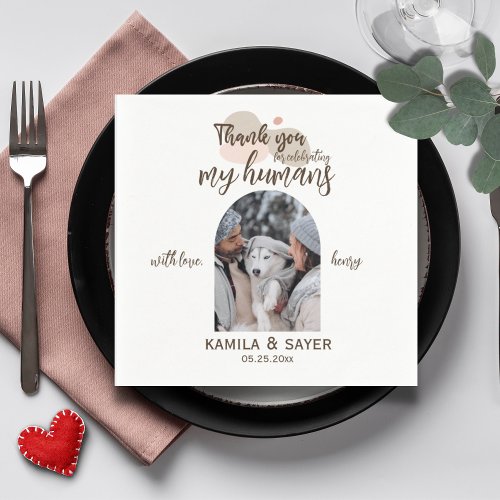 Modern Custom Pet Photo Dog Wedding Personalized Napkins