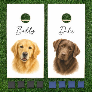 Modern Custom Pet Portrait Photo Cornhole Set