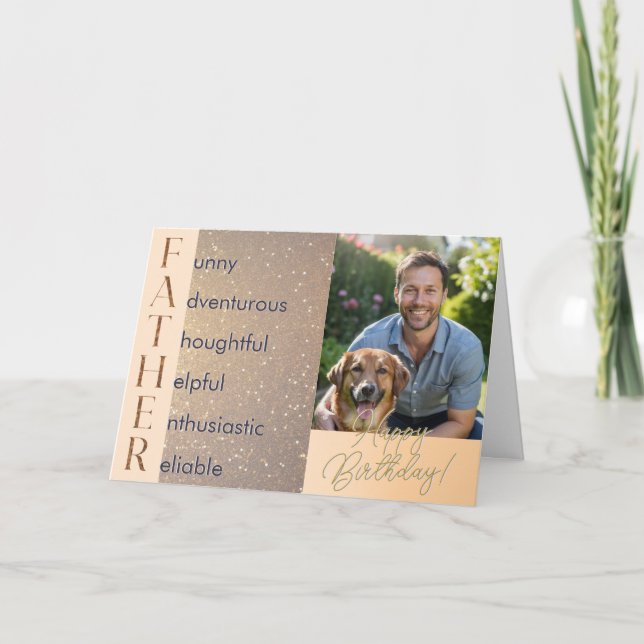 Modern Custom Photo Acrostic Poem Father Birthday Card (Front)