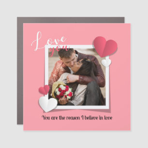 Modern Custom Photo and Love Message Car Magnet