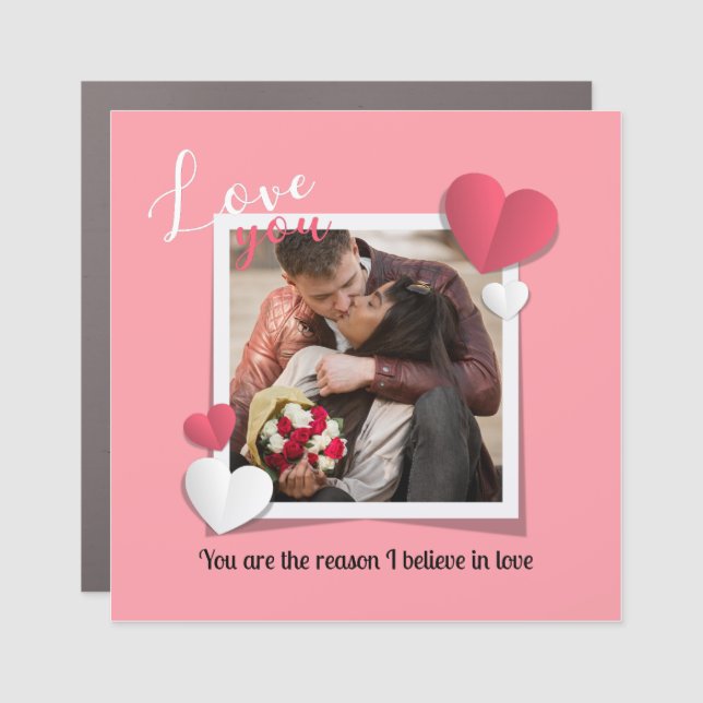 Modern Custom Photo and Love Message Car Magnet (Front)