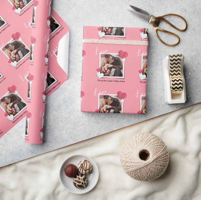 Modern Custom Photo and Love Message Wrapping Paper (Crafts)